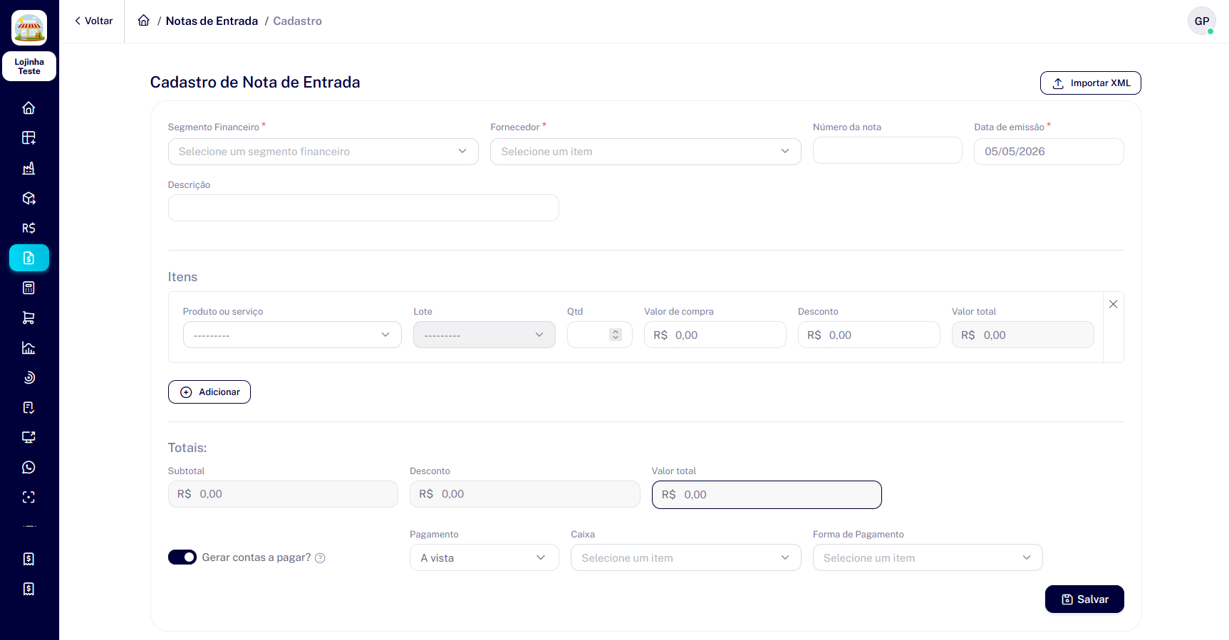Como lançar nota de entrada no SeverinoPRO e atualizar estoque e contas a pagar automaticamente