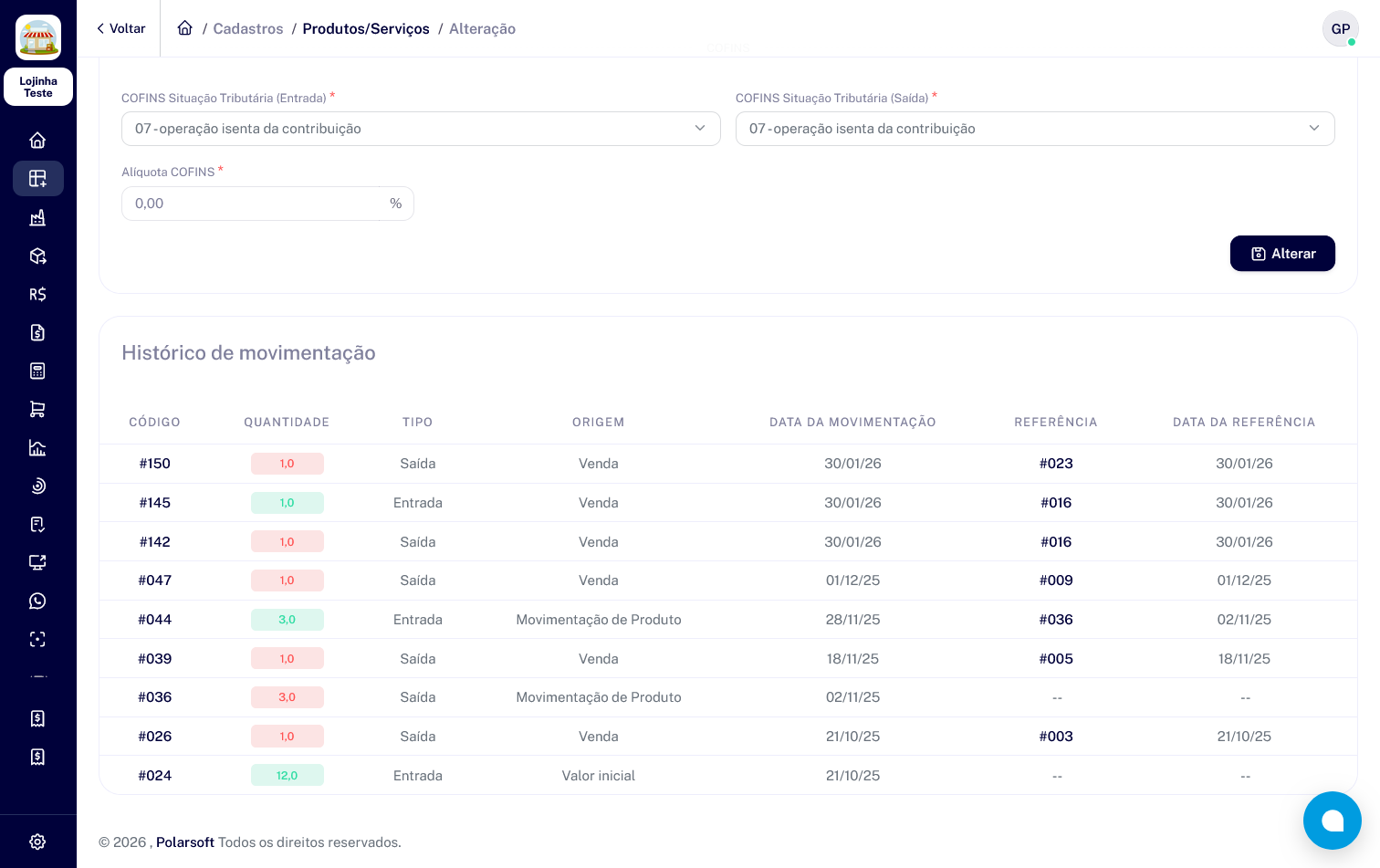 Controle de Matéria-Prima